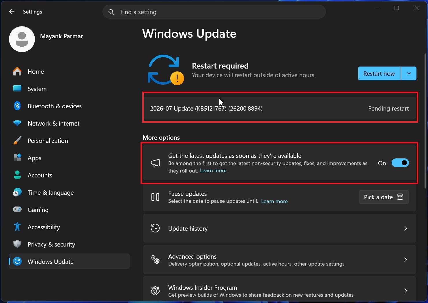 Chuyển đổi nhận bản cập nhật sớm trong Windows 11