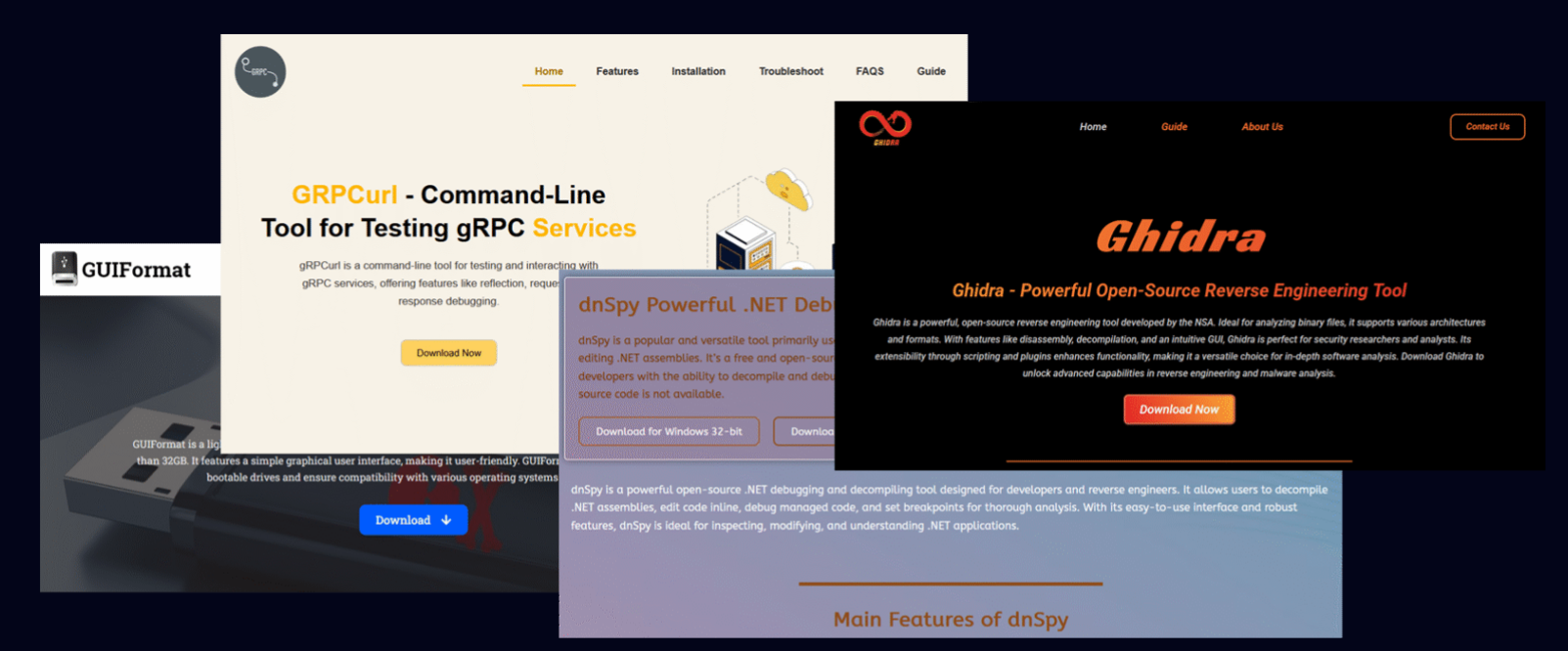 Trang web mạo danh các công cụ phần mềm phổ biến