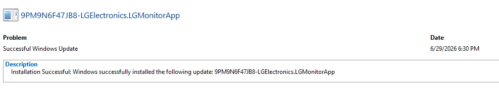 Windows đã cài đặt thành công ứng dụng LG Monitor