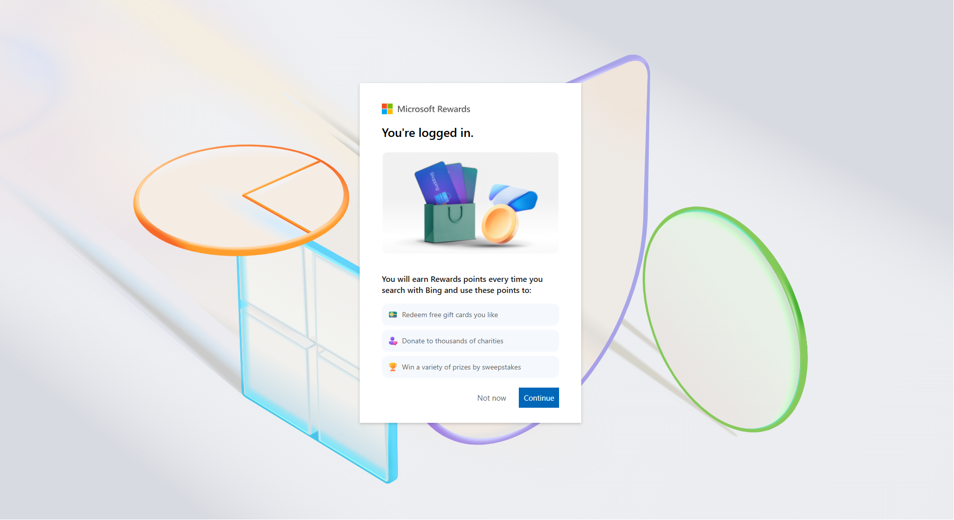 Microsoft Rewards sau khi đăng nhập bằng tài khoản Google