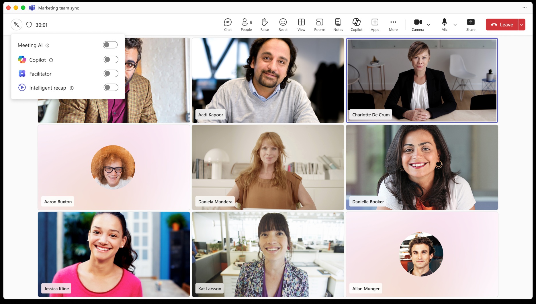 Điều khiển AI của cuộc họp Microsoft Teams