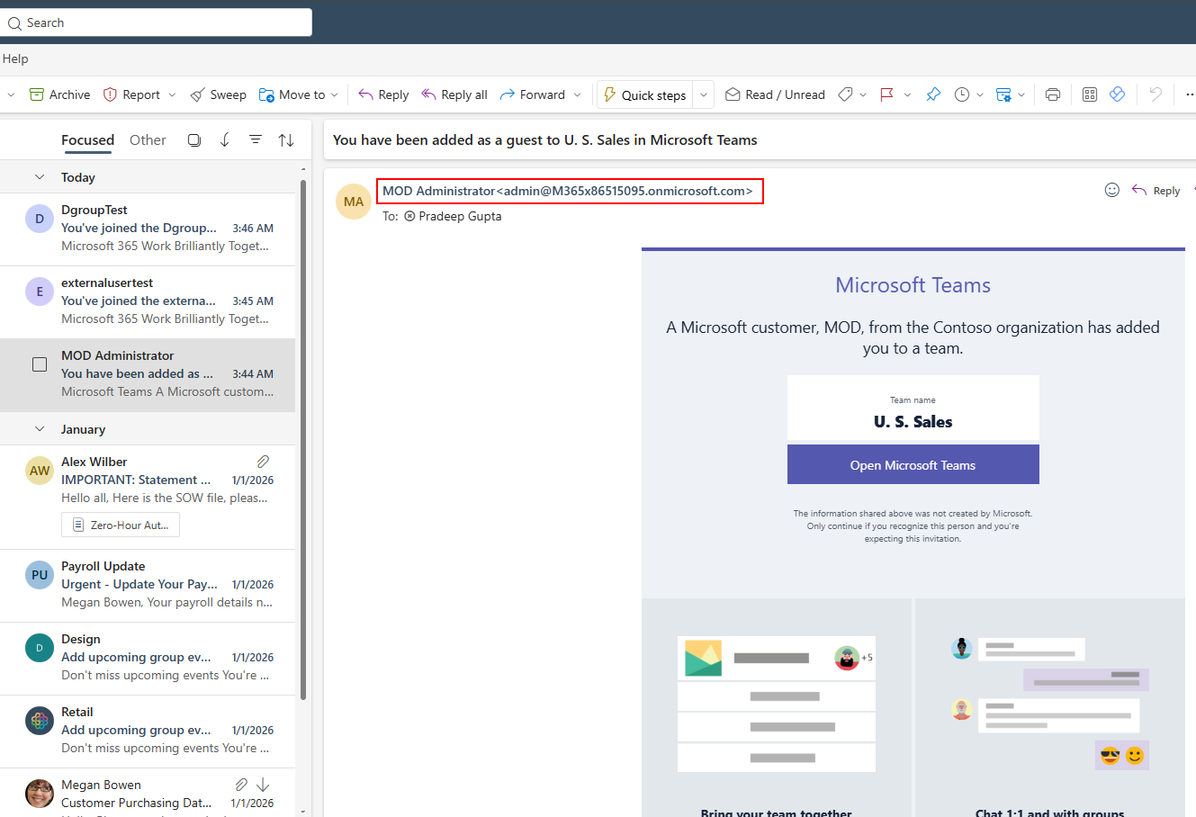 Email mời khách của Microsoft Teams không sử dụng, không trả lời