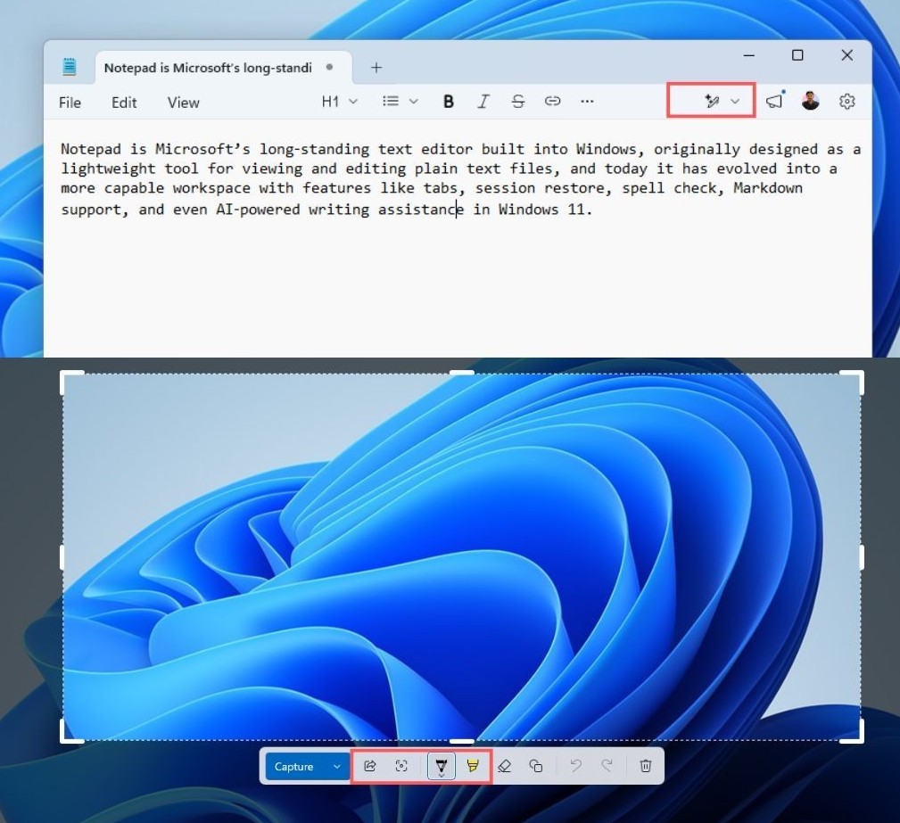 Notepad và Snipping Tool loại bỏ Copilot