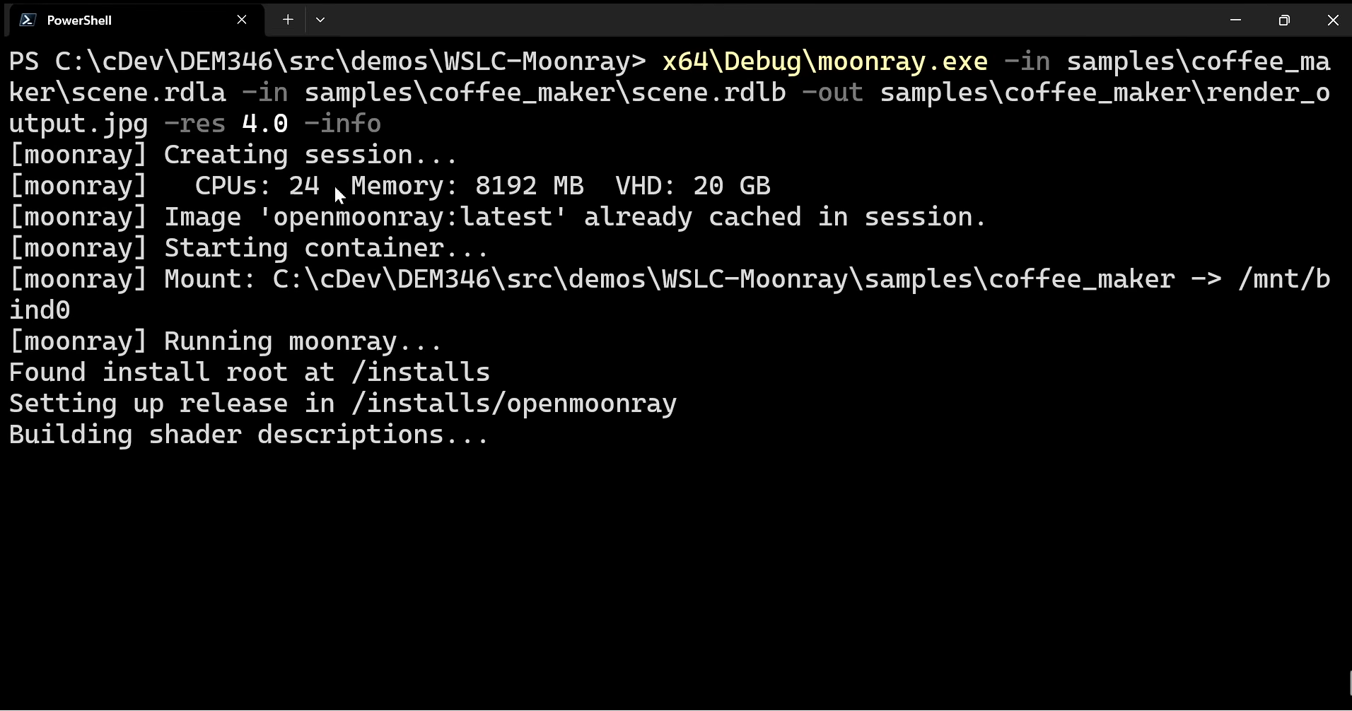 Chạy Moonray trong WSL Container