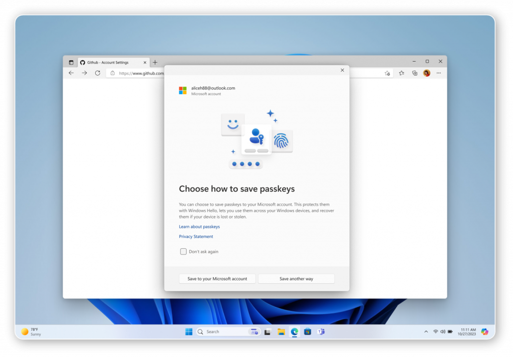 Lưu mật mã trong Windows 11