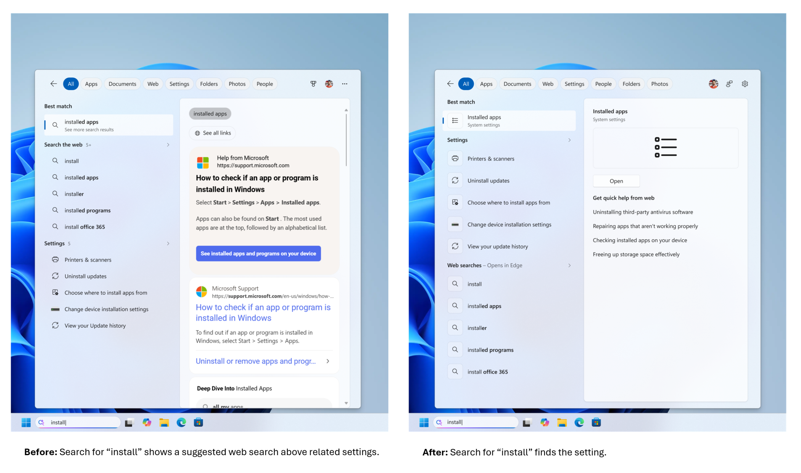 Tìm kiếm hiển thị Cài đặt Windows thay vì kết quả trên web