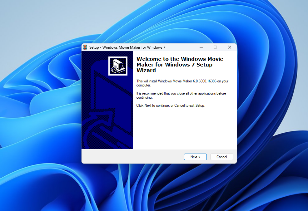 Trình hướng dẫn thiết lập cho Windows Movie Maker