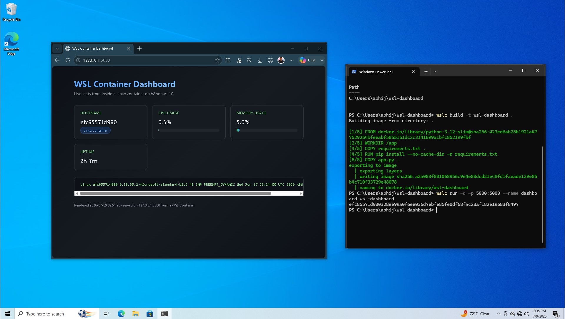 Bộ chứa WSL trong Windows 10