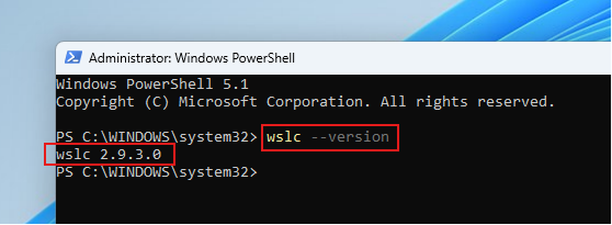 WSLC phiên bản 2.9.3.0 đã được cài đặt