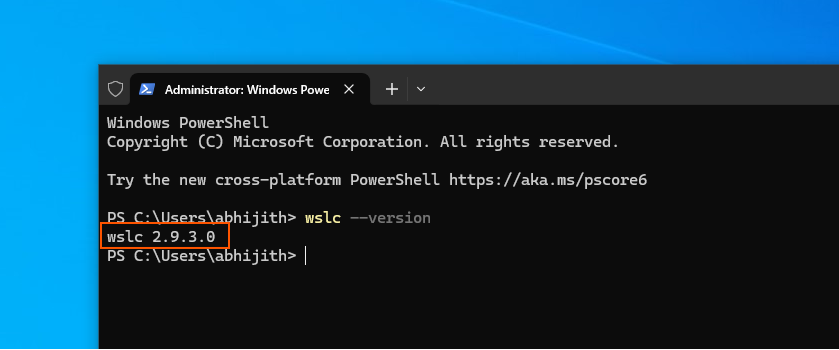 Đã xác nhận phiên bản WSLc 2.9.3.0