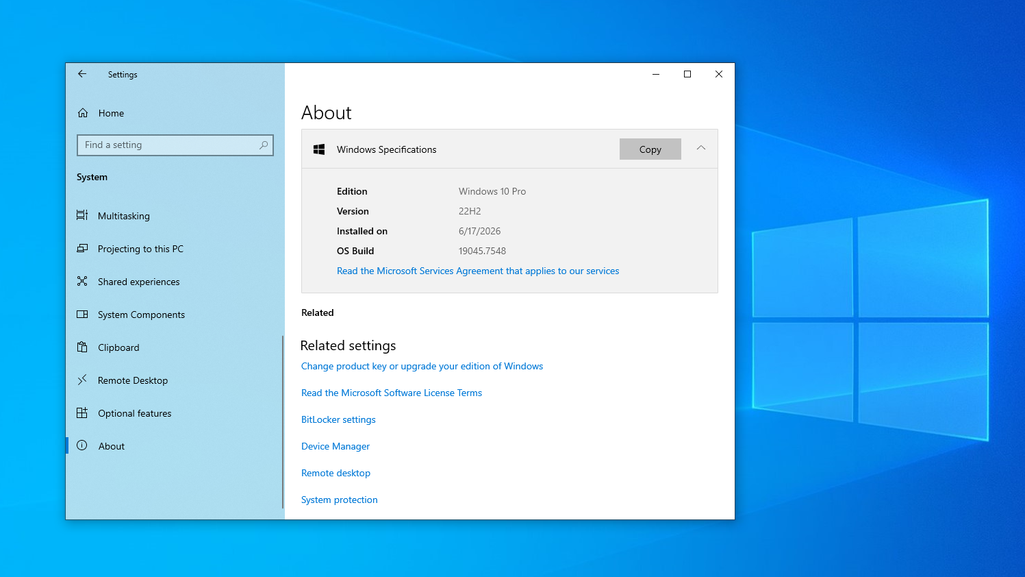Bản dựng Windows 10 19045.7548