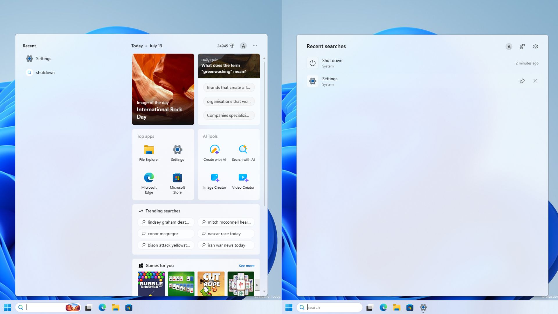 Tìm kiếm Windows 11 xóa nội dung MSN