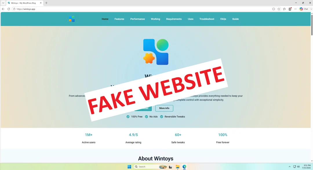 Nhà phát triển Wintoys phát hiện hoạt động quy mô lớn mạo danh hơn 70 ứng dụng Windows phổ biến để lây nhiễm phần mềm độc hại cho người dùng